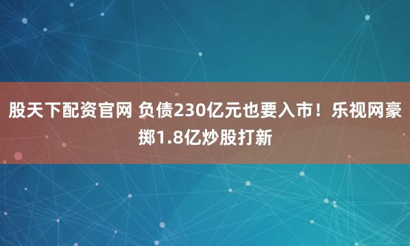 股天下配资官网 负债230亿元也要入市！乐视网豪掷1.8亿炒股打新
