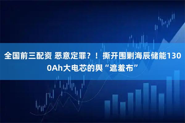 全国前三配资 恶意定罪？！撕开围剿海辰储能1300Ah大电芯的舆“遮羞布”