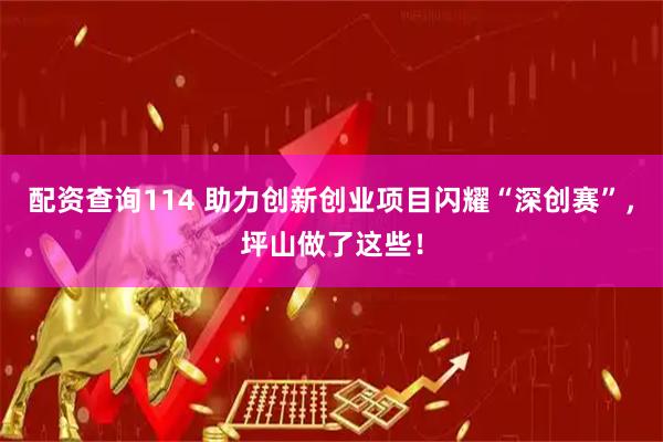 配资查询114 助力创新创业项目闪耀“深创赛”，坪山做了这些！
